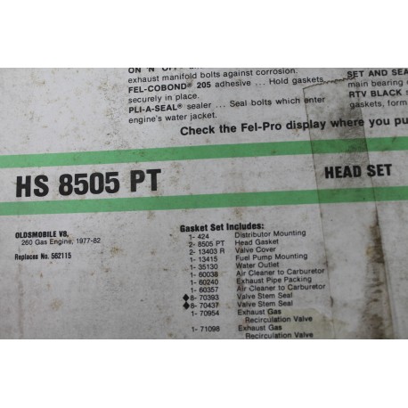 Pochette haut moteur pour OLDSMOBILE V8 260 1977 a 1982 -